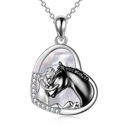 SPSterling Silver Girls Abraça Cavalo Coração Pingente Colar para Mulheres MeninasUm travesseiro de saúde