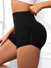 Shorts de treino para mulheres, cintura alta, levantamento de bunda, yoga, academia, sem costura, shorts de motociclista