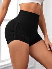 Shorts de treino para mulheres, cintura alta, levantamento de bunda, yoga, academia, sem costura, shorts de motociclista