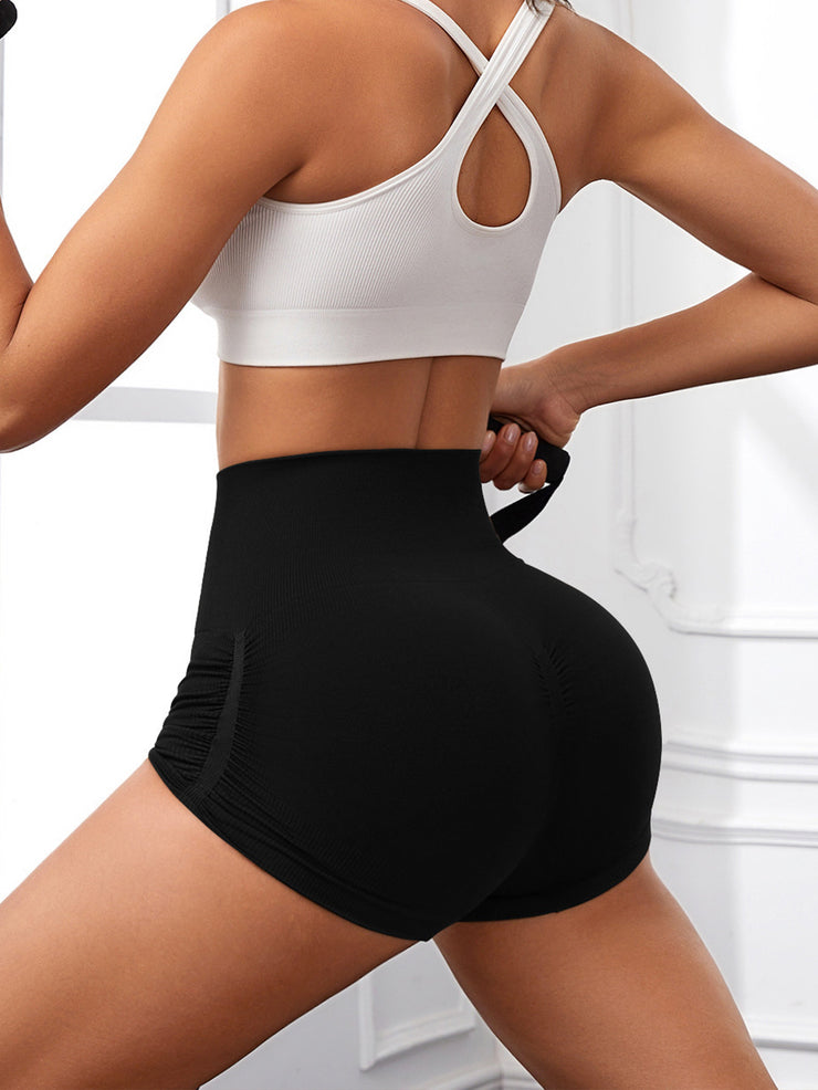 Shorts de treino para mulheres, cintura alta, levantamento de bunda, yoga, academia, sem costura, shorts de motociclista