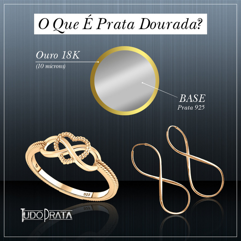 Anel Infinito Amor - MC Prata 925 Dourada Ouro 18k, seu presente ideal
