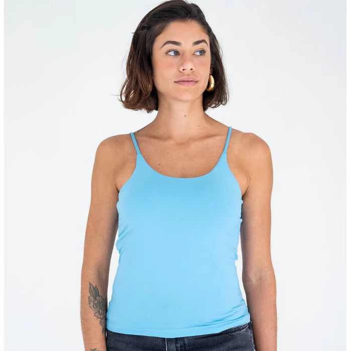 Blusa de Alça Fina em Poliamida Top - MC, Modêlo perfeito.